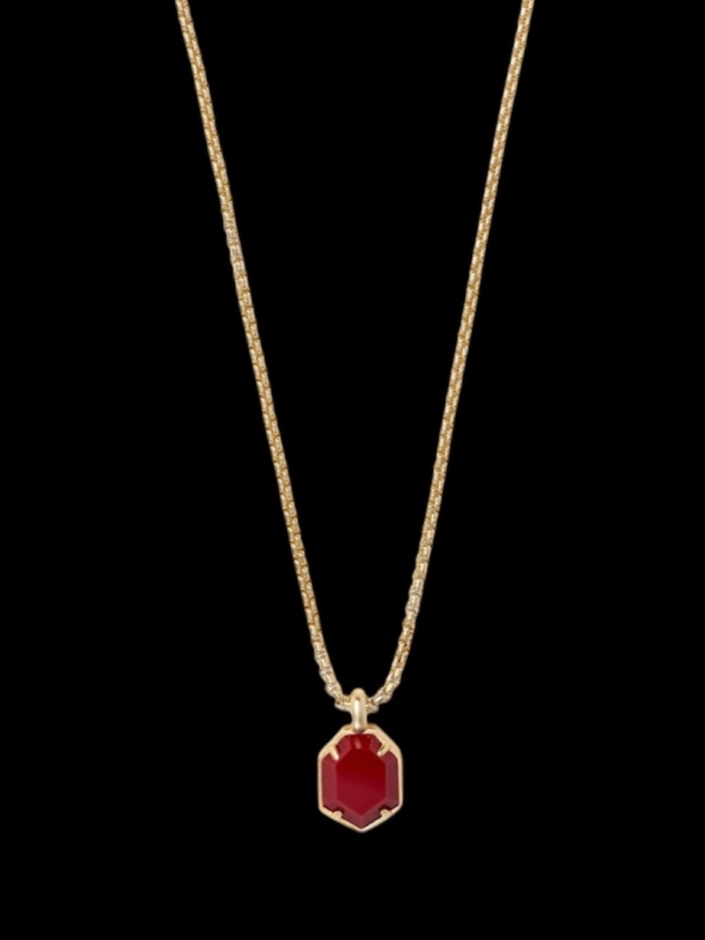 Kendra Scott Teo Long Gold Necklace in Maroon Jade
